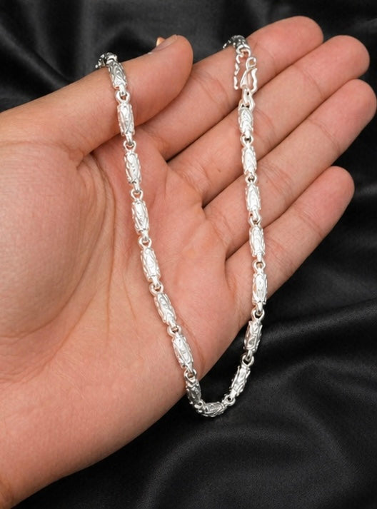 Textured Rope Link Silver Chain – 20% Silver Designer Necklace for Men & Women