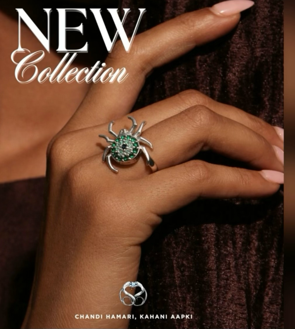 Emerald Eye Spider Silver Ring –  Ring for Women